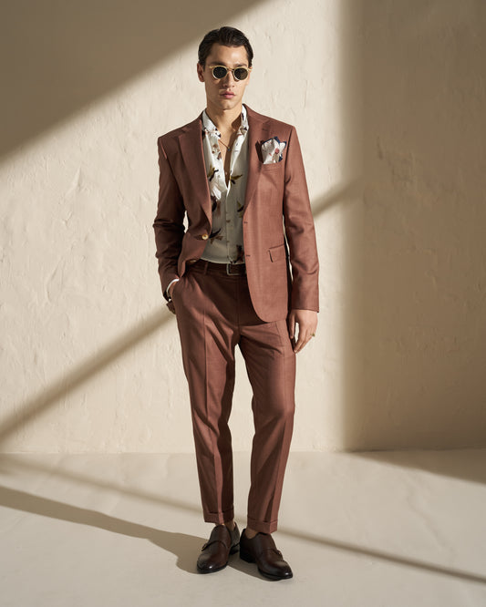 Men’s Lightweight Single-Breasted Blazer – Brown