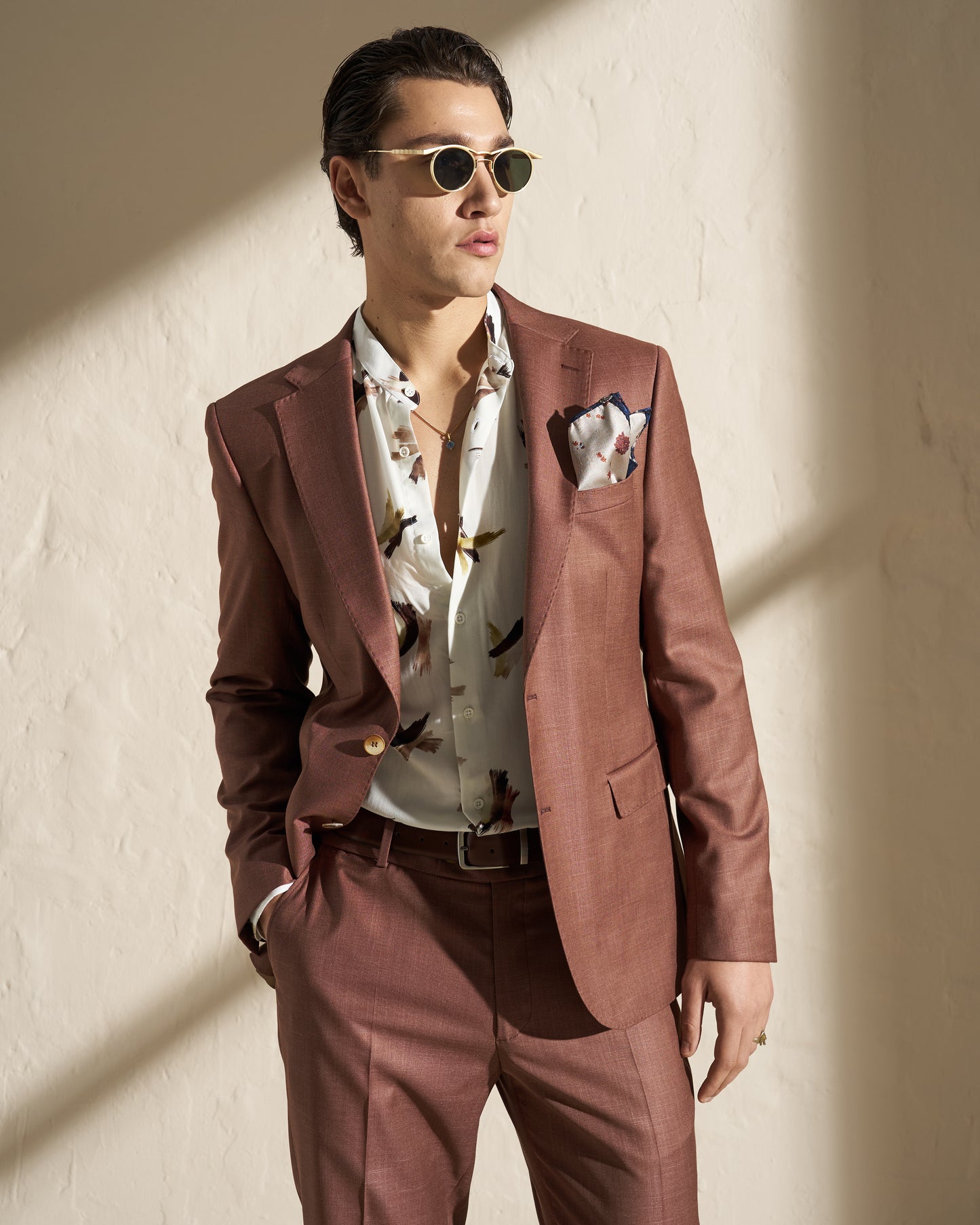 Men’s Lightweight Single-Breasted Blazer – Brown