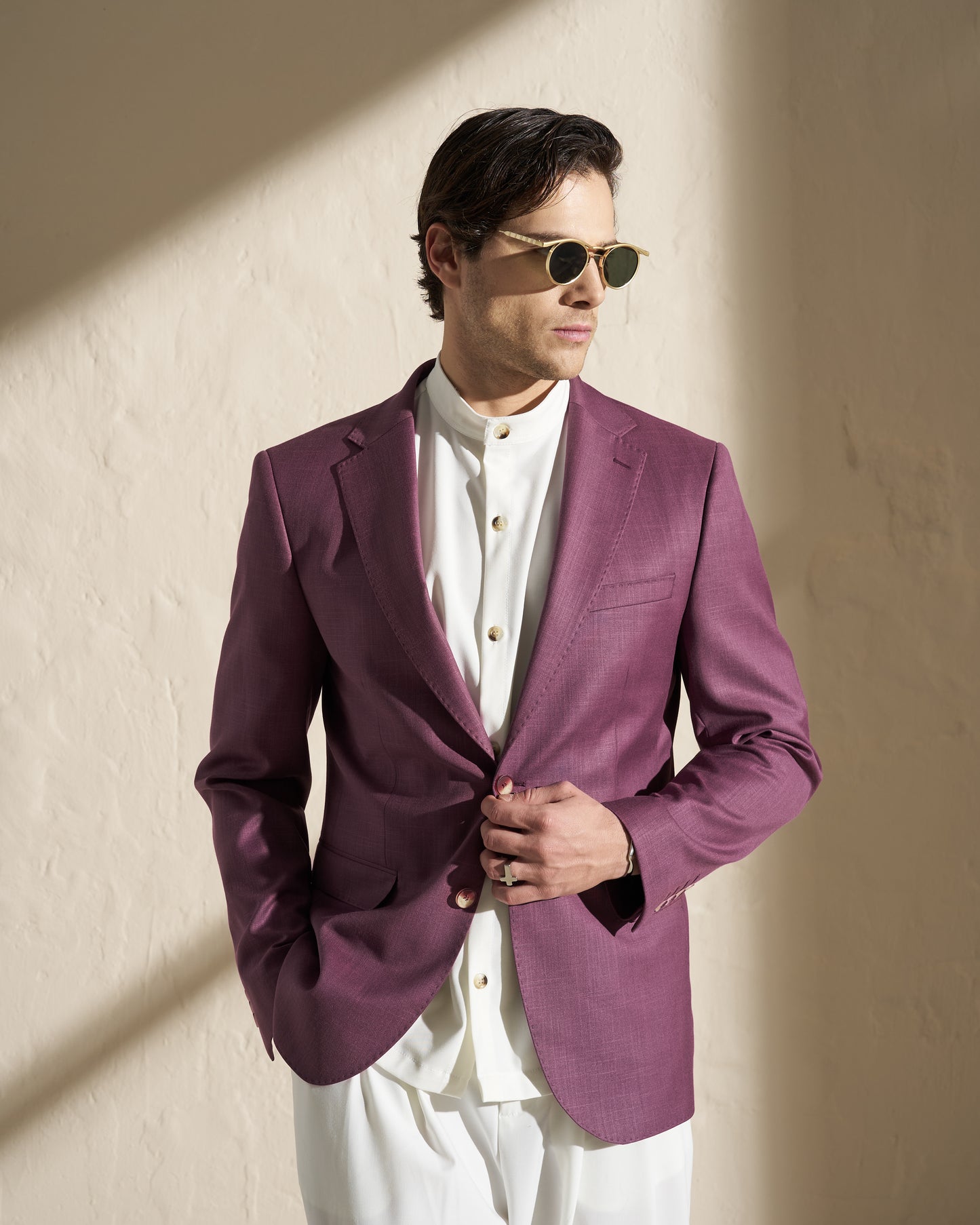 Men’s Lightweight Single-Breasted Blazer – Burgundy