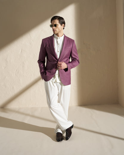 Men’s Lightweight Single-Breasted Blazer – Burgundy