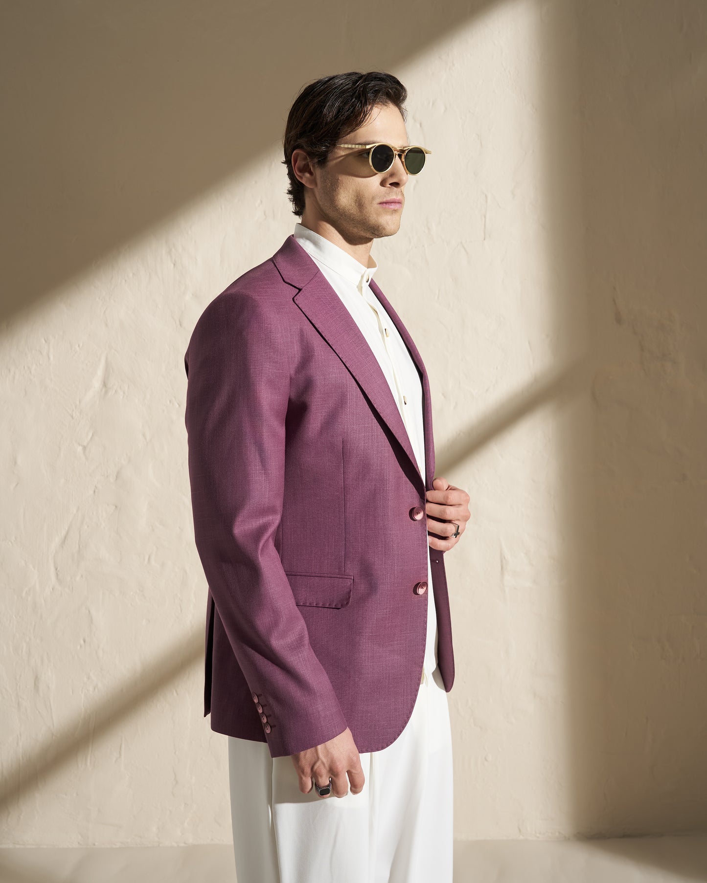 Men’s Lightweight Single-Breasted Blazer – Burgundy
