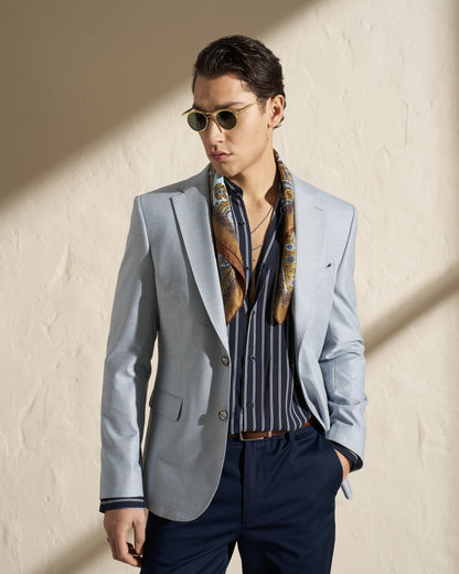 Men’s Lightweight Single-Breasted Blazer – Light Blue