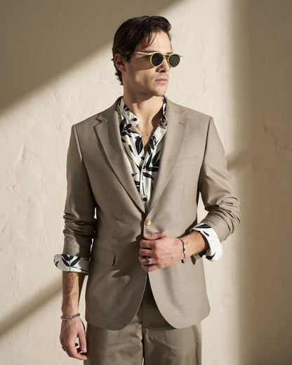 Men’s Lightweight Single-Breasted Blazer – Beige