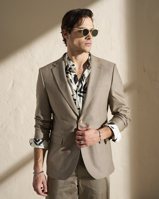 Men’s Lightweight Single-Breasted Blazer – Beige