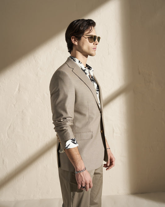 Men’s Lightweight Single-Breasted Blazer – Beige