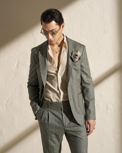 Men’s Lightweight Herringbone Blazer – Green