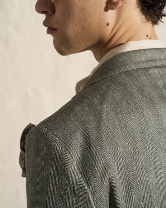 Men’s Lightweight Herringbone Blazer – Green