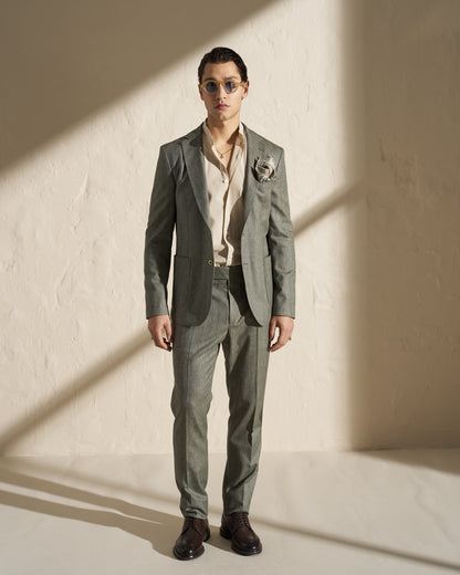Men’s Lightweight Herringbone Blazer – Green