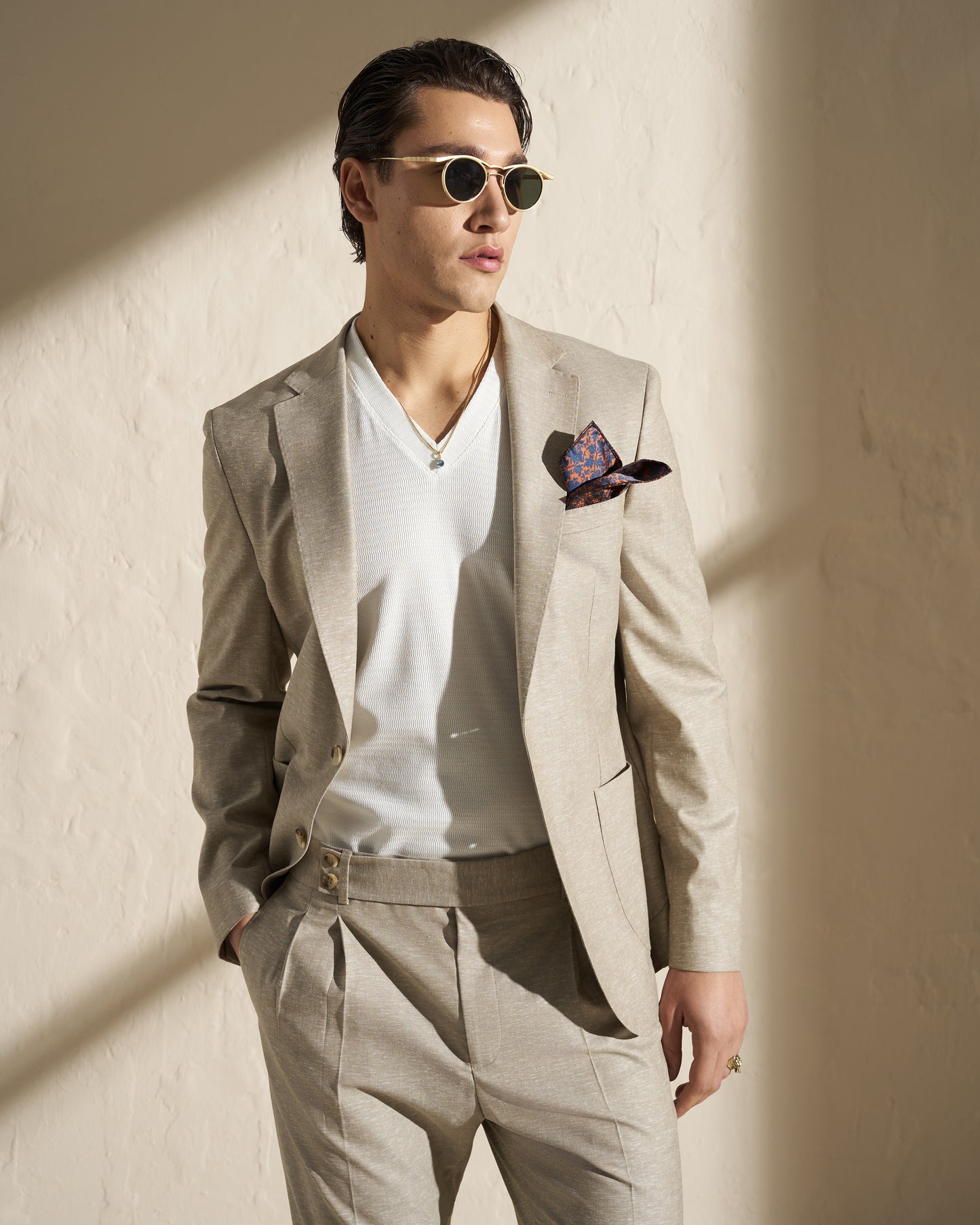 Men’s Lightweight Linen-Blend Blazer – Beige