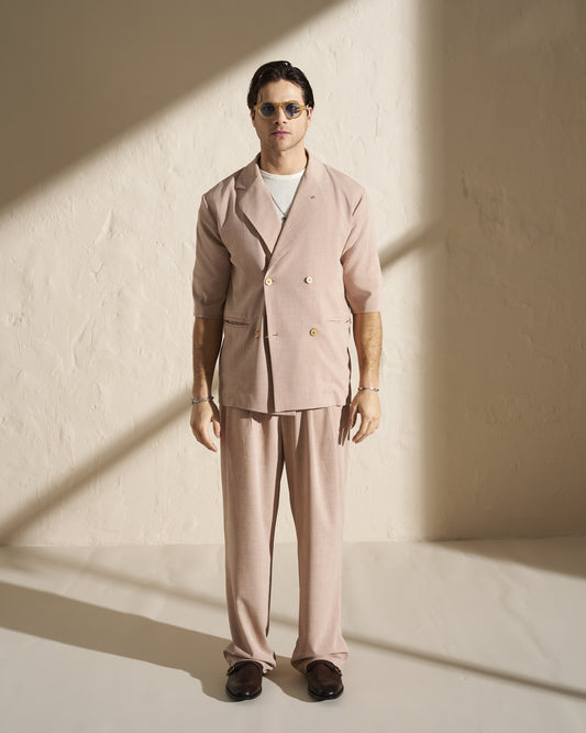 Short-Sleeve Double-Breasted Lightweight Jacket