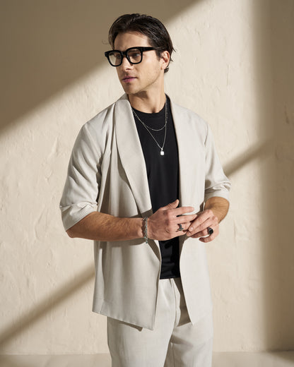POSH Men’s Lightweight Single-Button Jacket – Beige