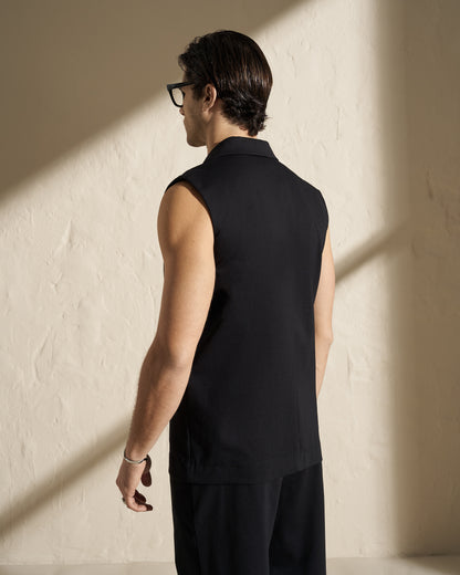 Sleeveless Tailored Jacket – Black