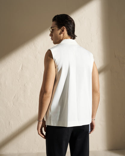 Sleeveless Tailored Jacket – White