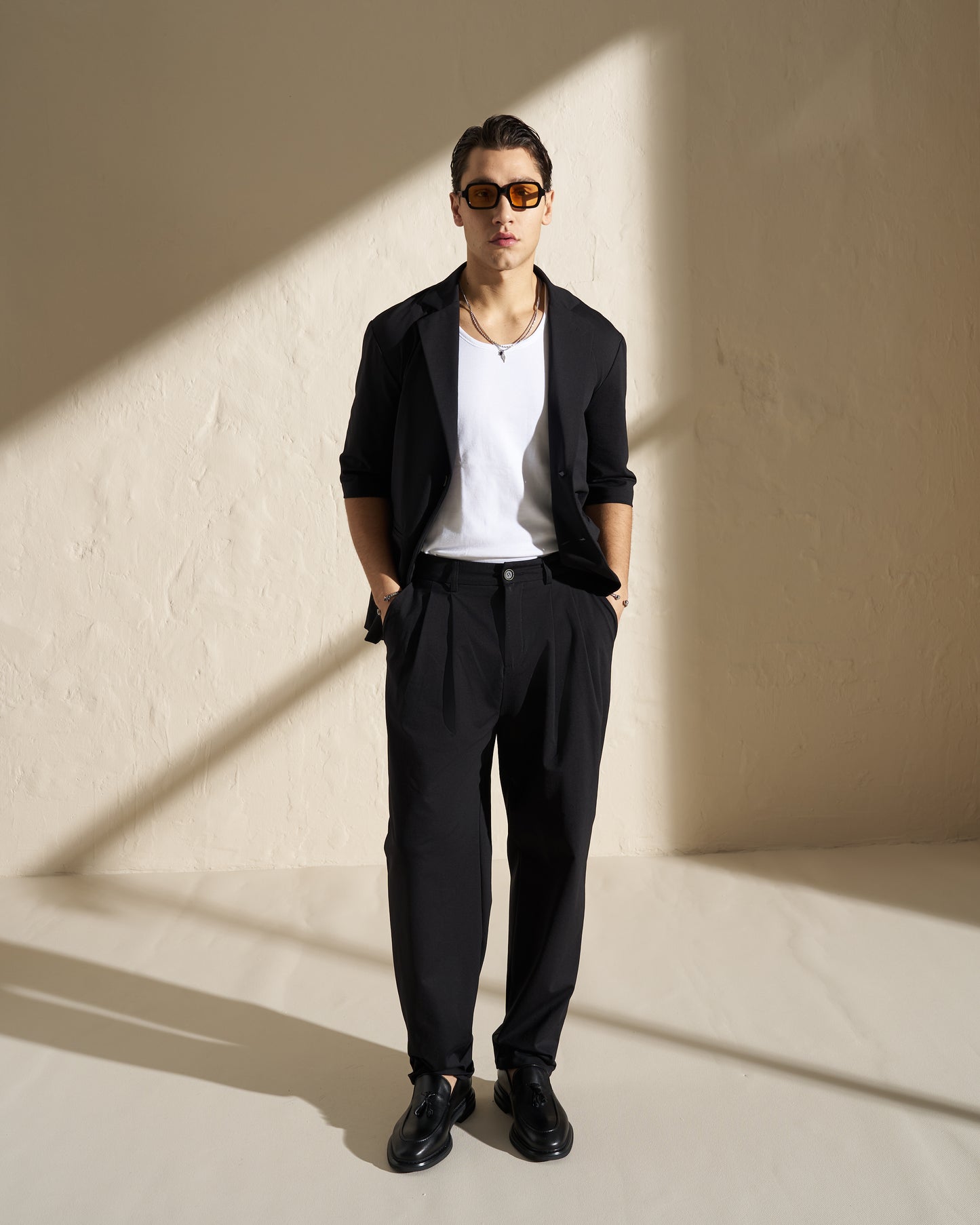 Short Sleeve Blazer Jacket – Black