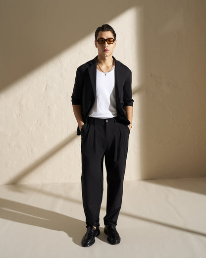 Short Sleeve Blazer Jacket – Black