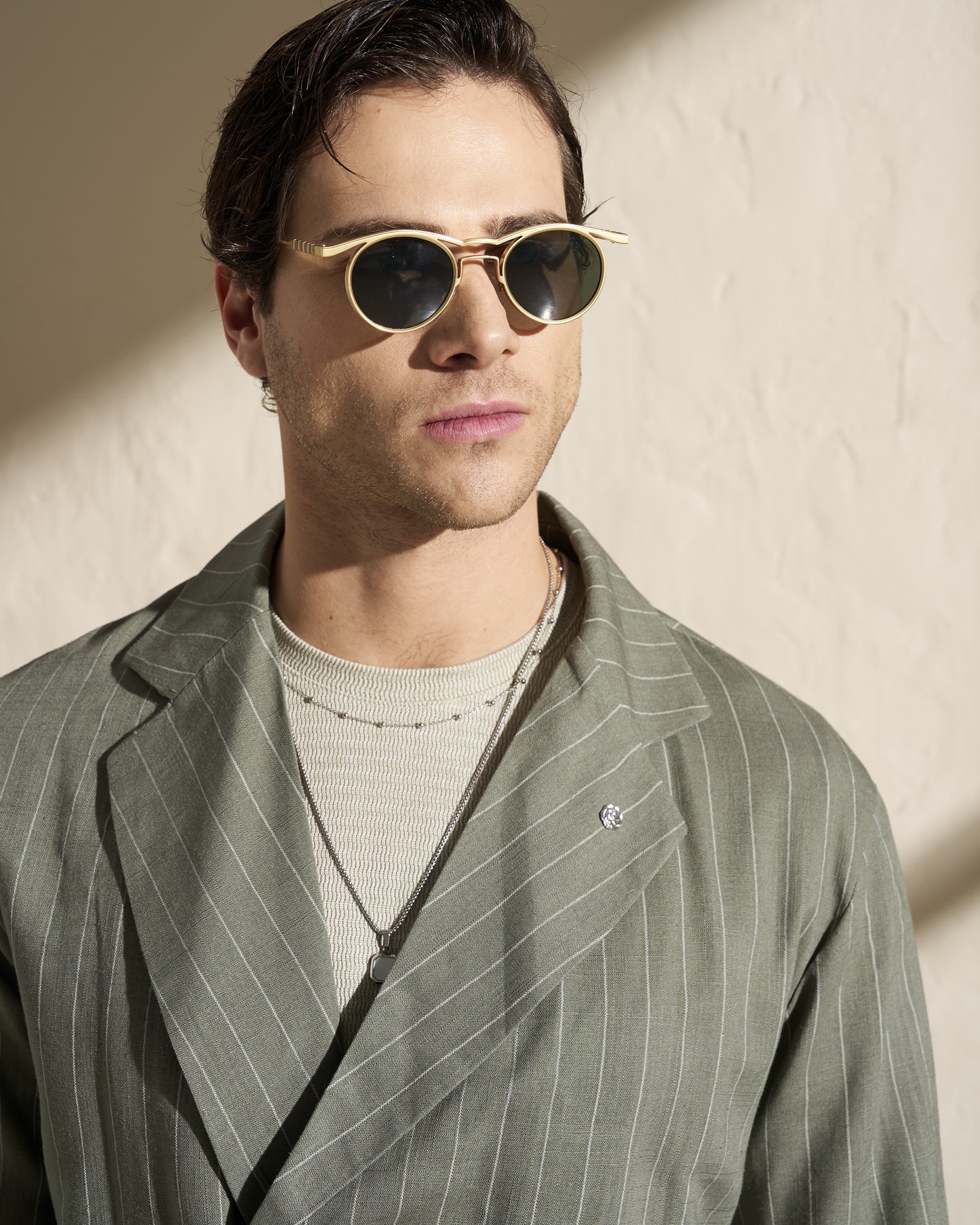 Lightweight Double-Breasted Pinstripe Blazer