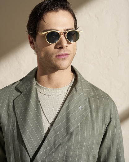 Lightweight Double-Breasted Pinstripe Blazer