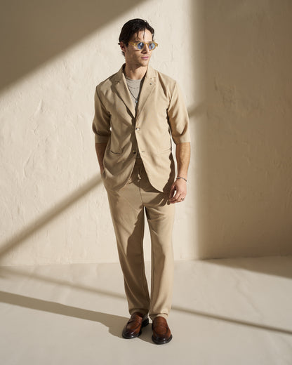 Short Sleeve Tailored Blazer – Beige