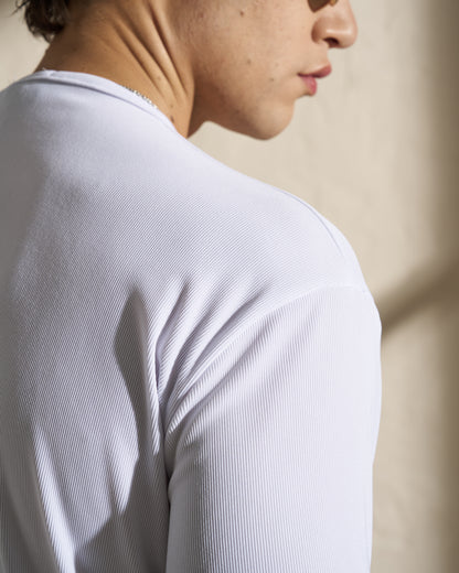 Long Sleeve Henley T-Shirt – White