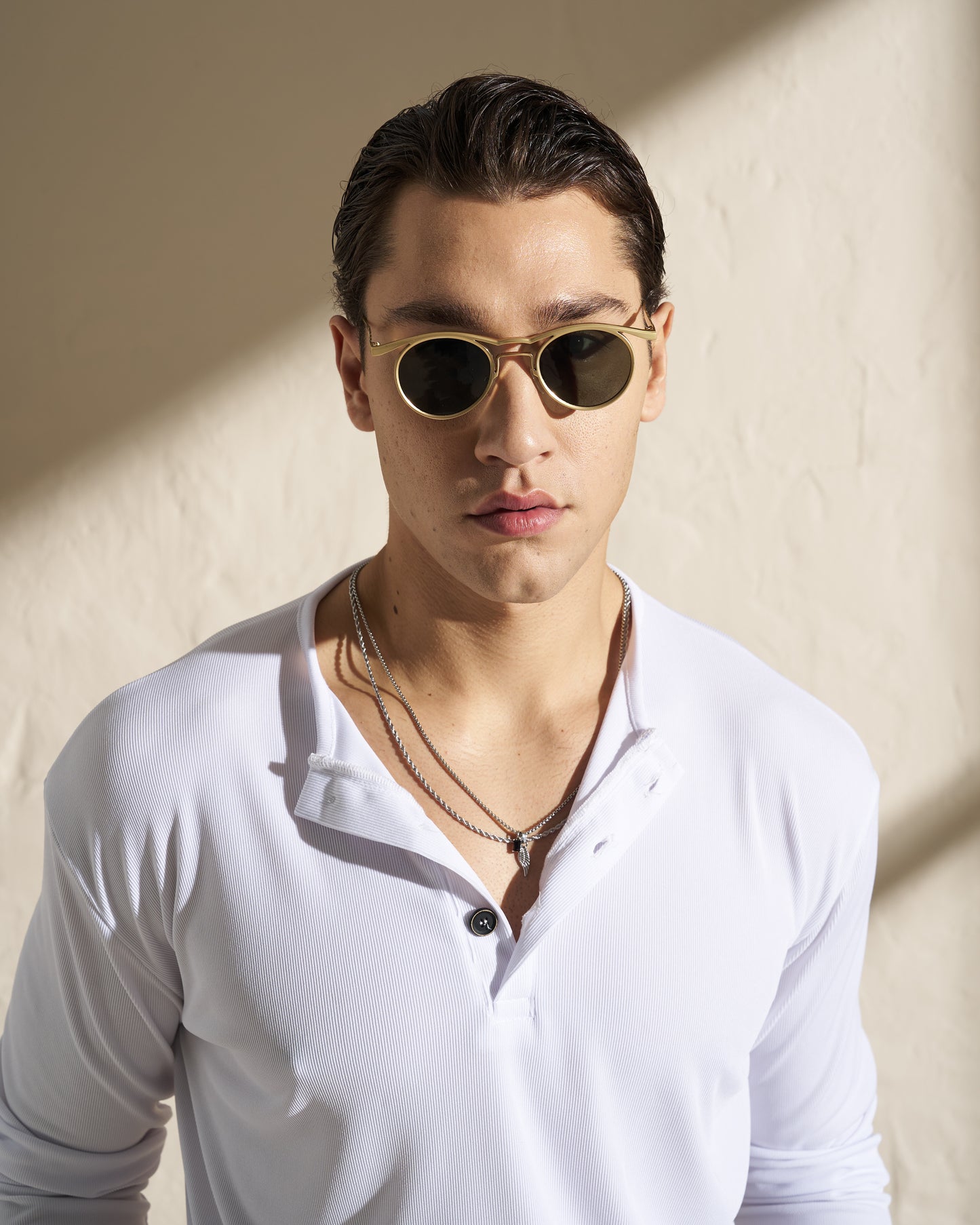 Long Sleeve Henley T-Shirt – White