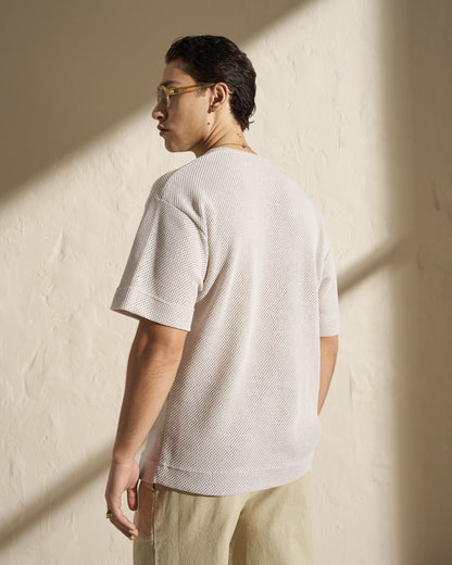 TEXTURED KNIT SHORT SLEEVE TOP