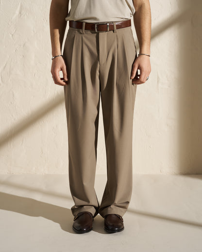 Tailored Pleated Trousers – Taupe