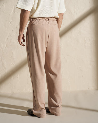 Pleated Trousers – Sand Beige