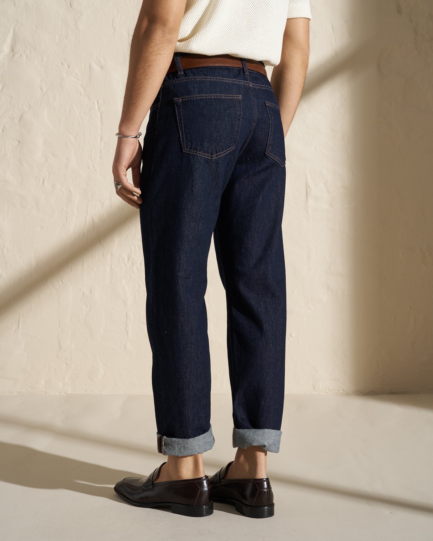 Straight-Leg Raw Denim Jeans