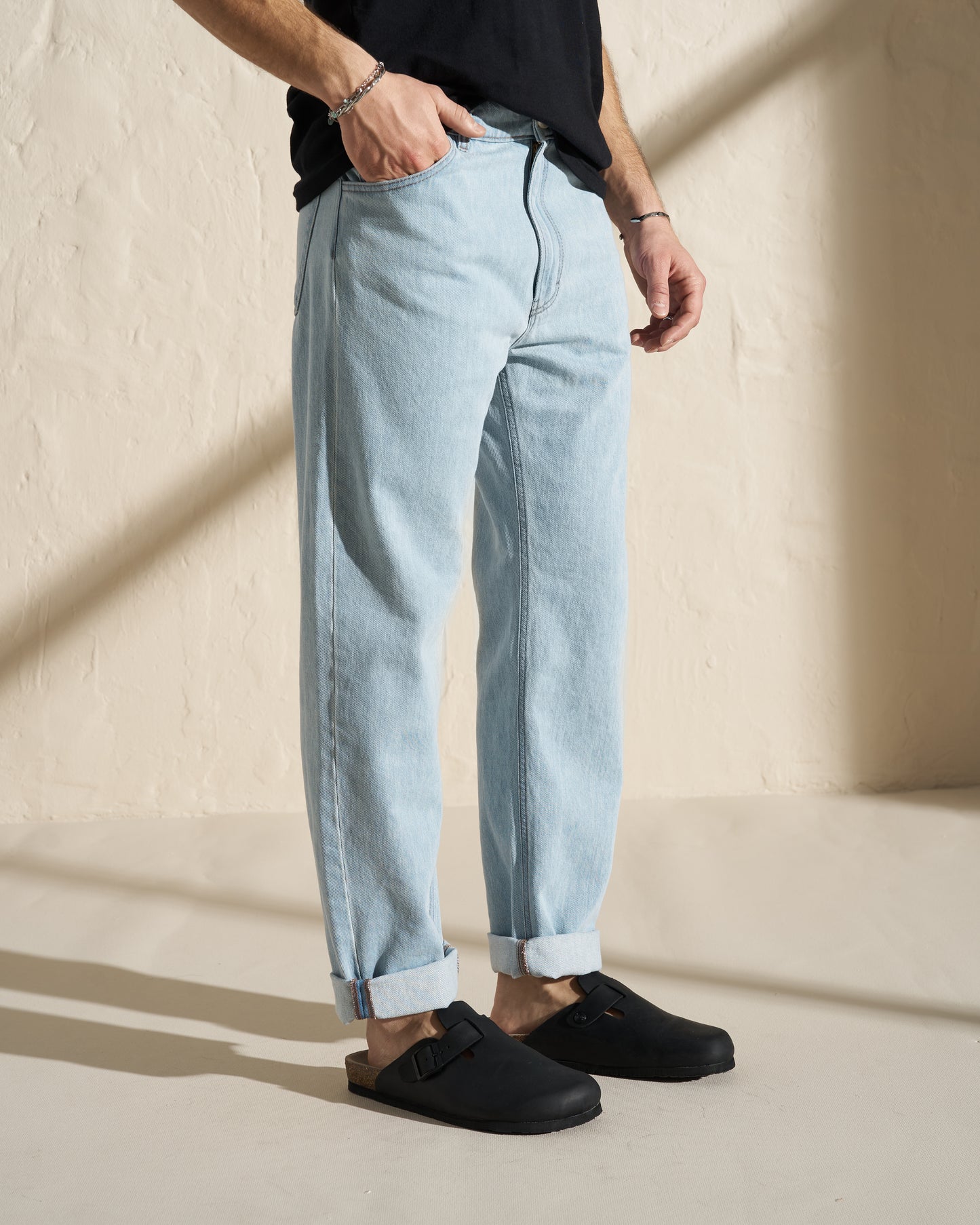 Light Wash Straight Fit Denim Jeans