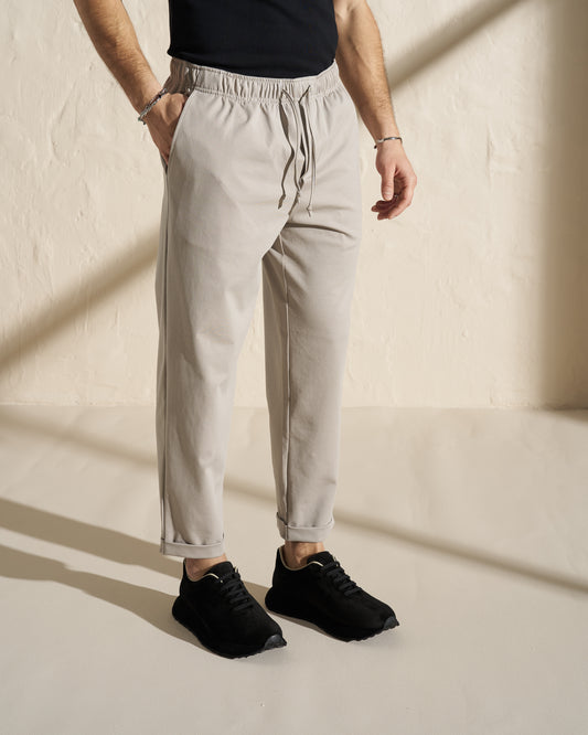 Tapered Drawstring Trousers – Silver Green