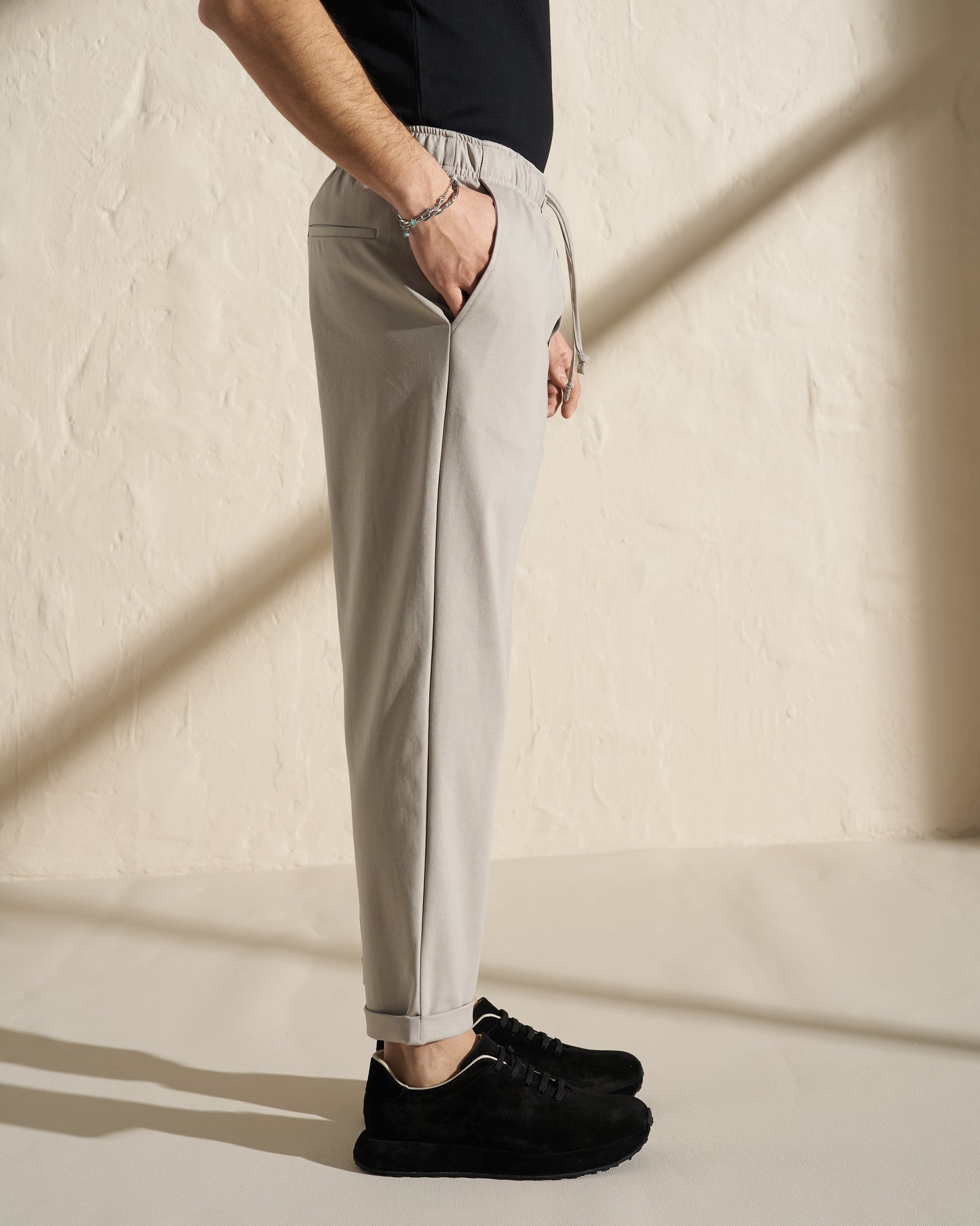 Tapered Drawstring Trousers – Silver Green