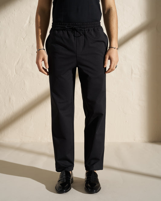 Tailored Drawstring Pants – Black