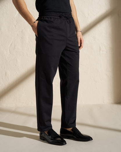 Tailored Drawstring Pants – Black
