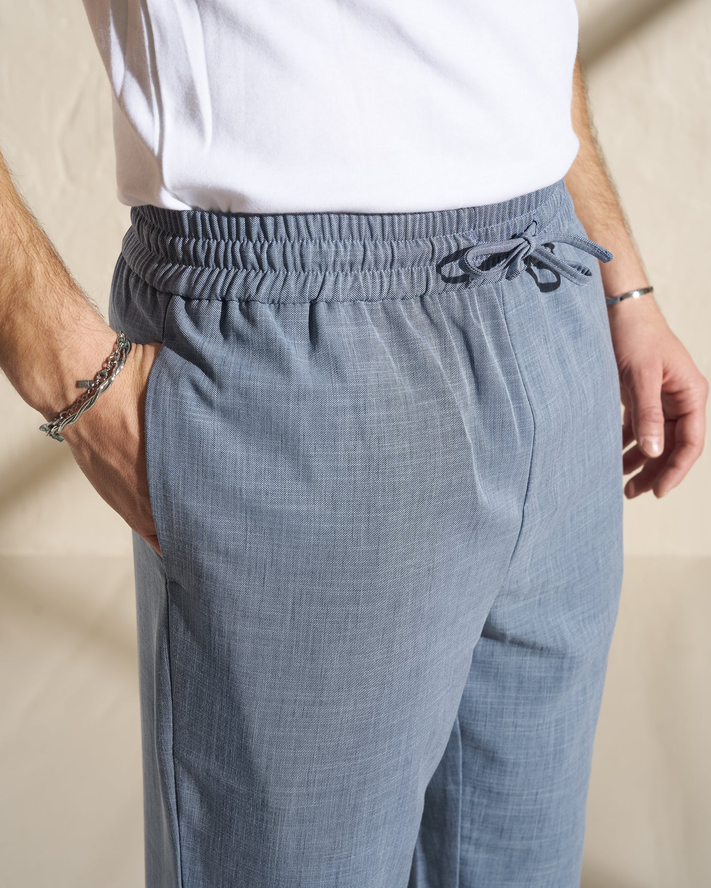 Relaxed Drawstring Trousers – Blue