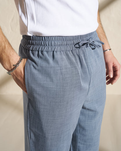 Relaxed Drawstring Trousers – Blue