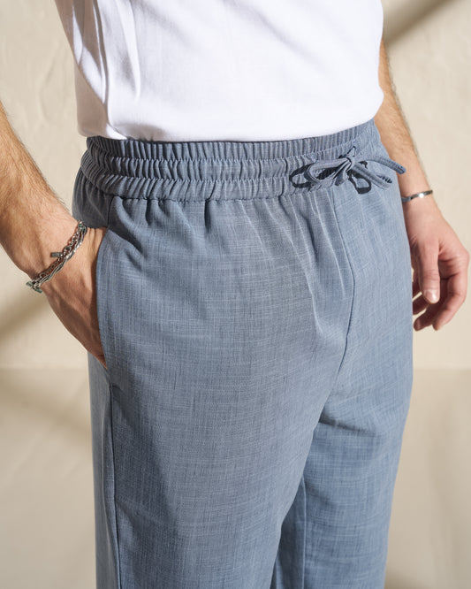 Relaxed Drawstring Trousers – Blue