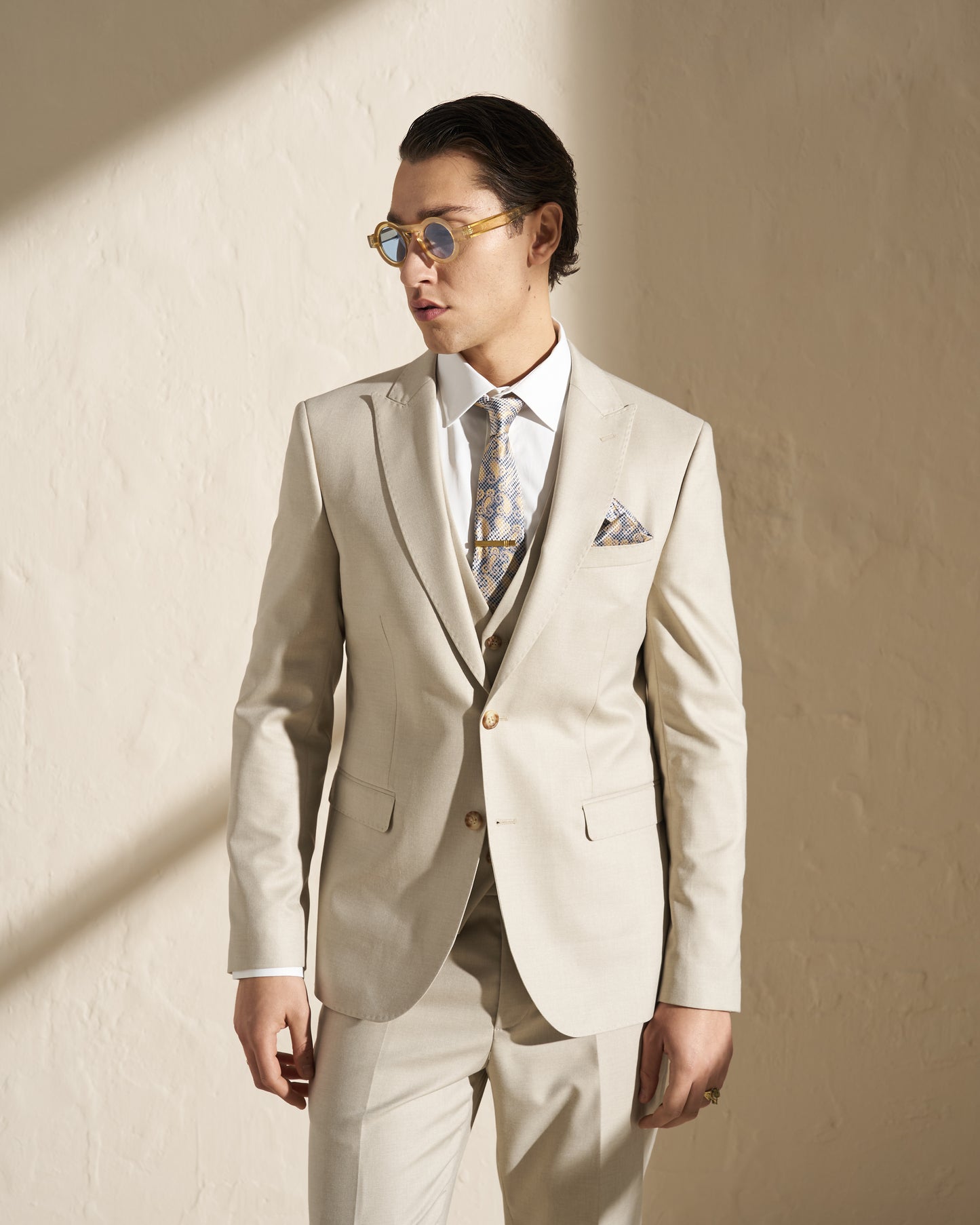 Men’s Three-Piece Suit – Light Beige