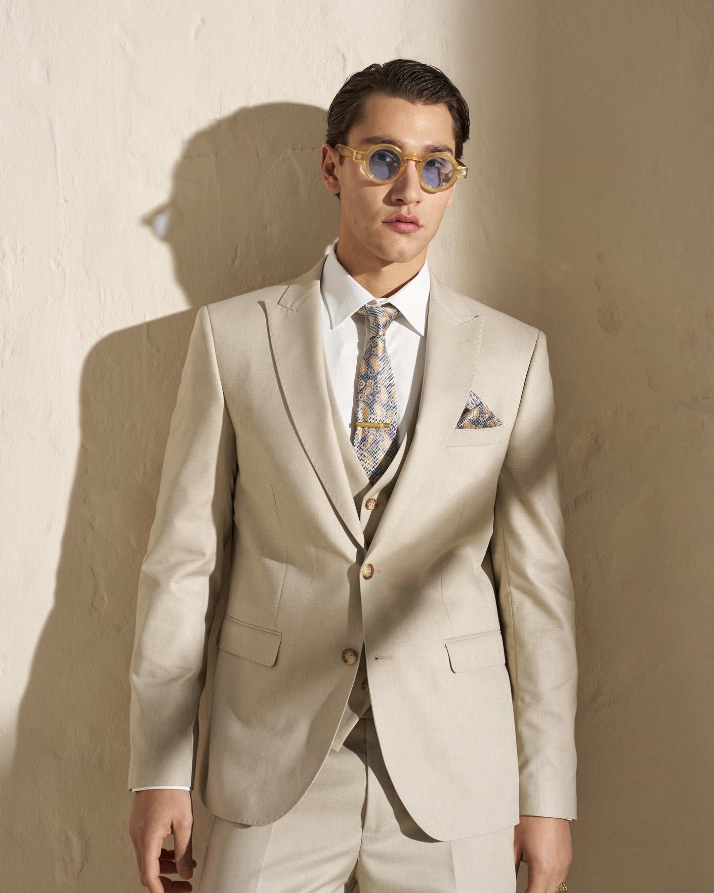 Men’s Three-Piece Suit – Light Beige