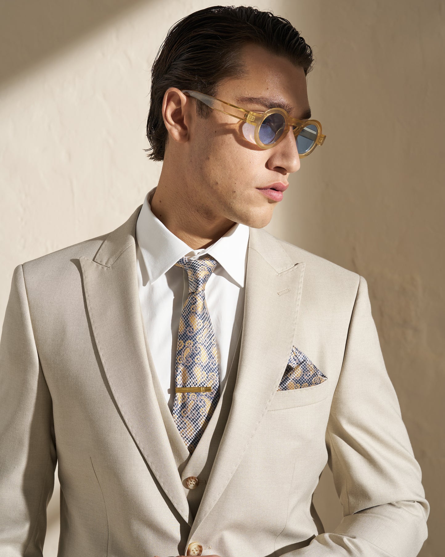 Men’s Three-Piece Suit – Light Beige