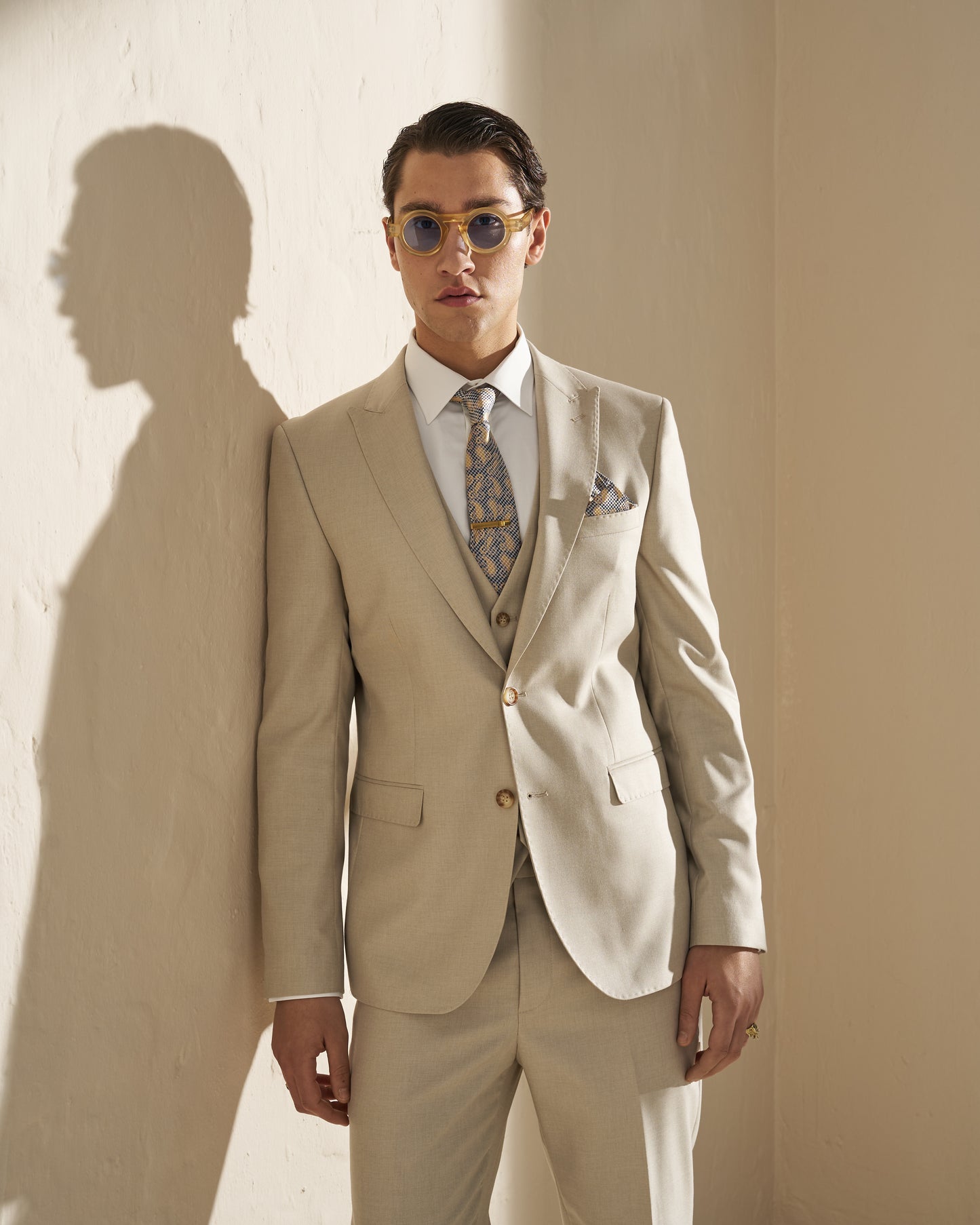 Men’s Three-Piece Suit – Light Beige