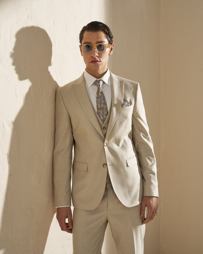 Men’s Three-Piece Suit – Light Beige