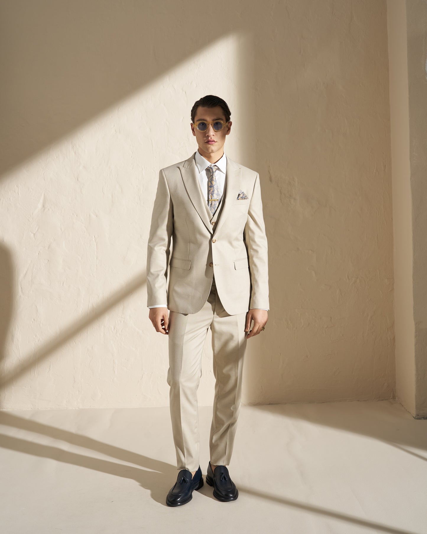 Men’s Three-Piece Suit – Light Beige