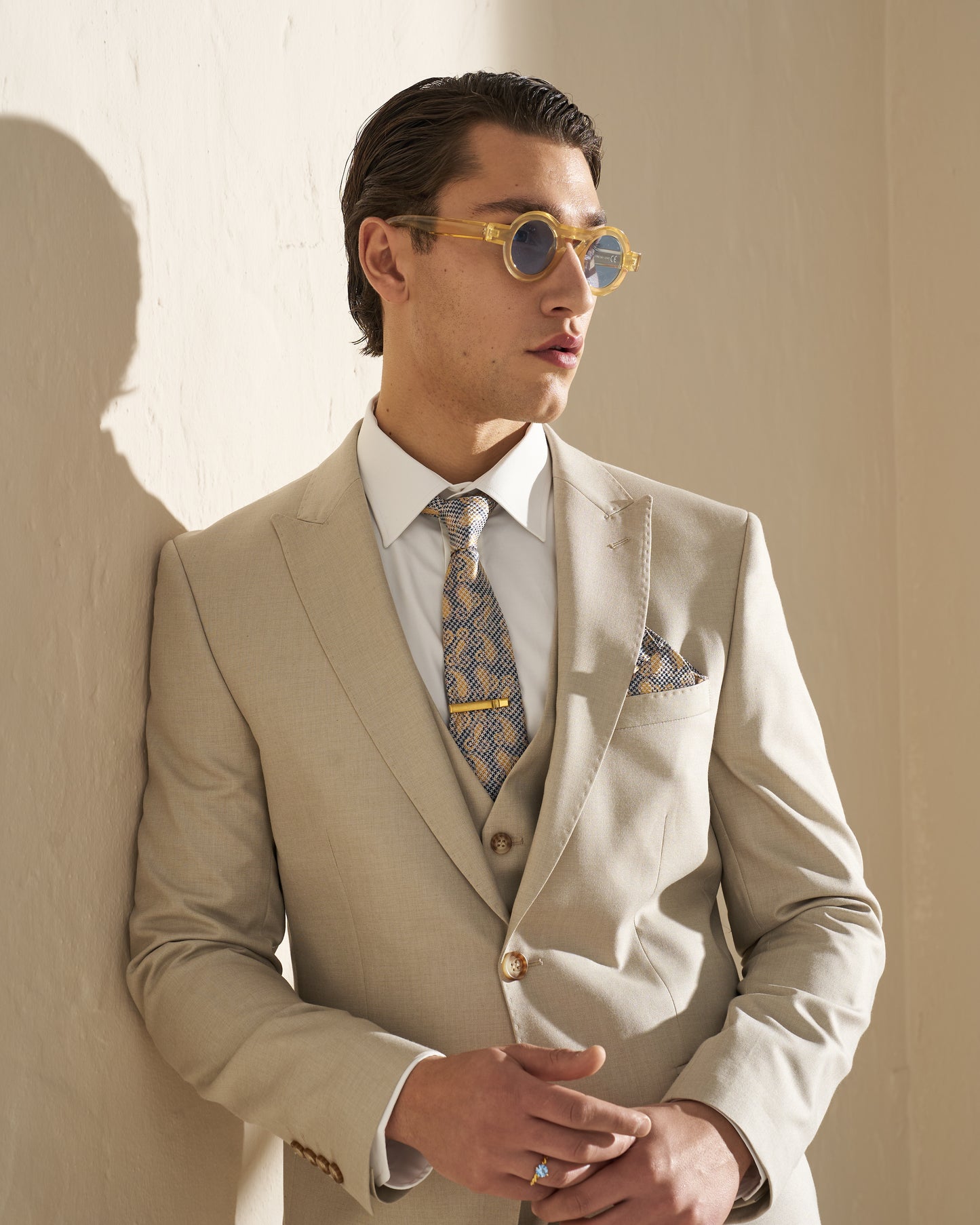 Men’s Three-Piece Suit – Light Beige