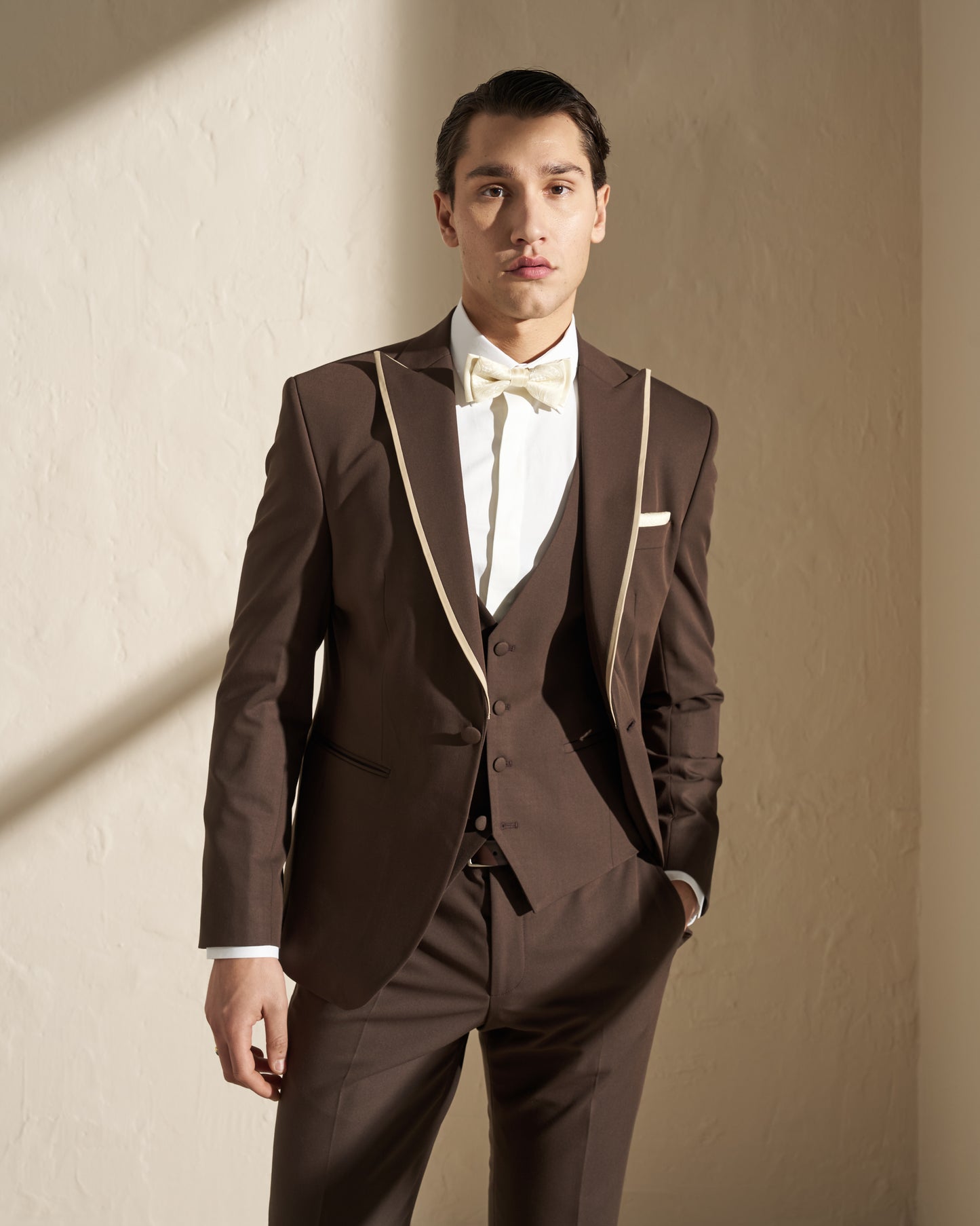 Men’s Three-Piece Tuxedo – Chocolate Brown