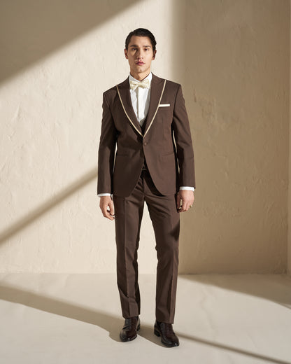 Men’s Three-Piece Tuxedo – Chocolate Brown