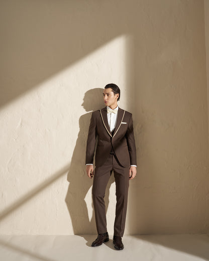 Men’s Three-Piece Tuxedo – Chocolate Brown