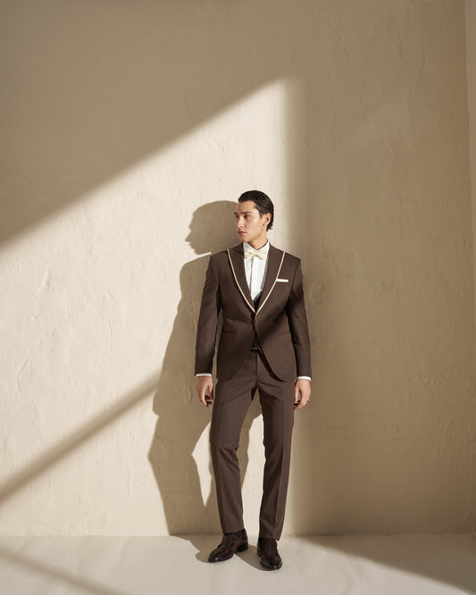 Men’s Three-Piece Tuxedo – Chocolate Brown