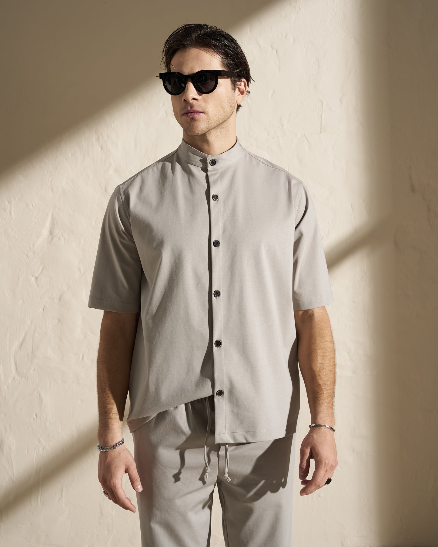 SHORT SLEEVE MAO SHIRT – SILVER GREEN