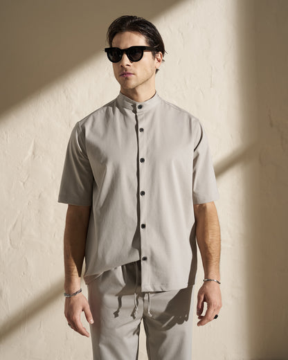 SHORT SLEEVE MAO SHIRT – SILVER GREEN