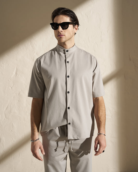 SHORT SLEEVE MAO SHIRT – SILVER GREEN
